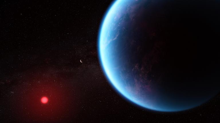 Künstlerische Darstellung des Exoplaneten K2-18b. Gibt es auf ihm möglicherweise Leben?
